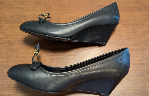 Lauren Ralph Lauren Bess Wedge Heel Shoes Women’s Black Tassel Shoe Size 7B - Picture 20 of 21