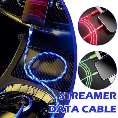 Android/TypeC Fast Charging Cable LED Luminous Glow Cable USB D614 Flowing D3J4