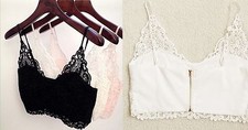 Women Ladies Sexy Crochet Lace Hollow Out Crop Strappy Bralet Bra Top Vest