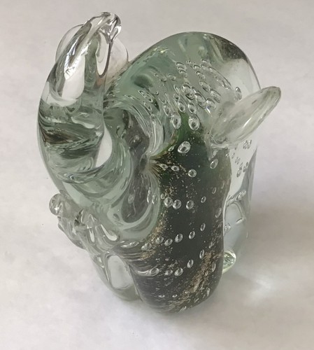 Vintage Murano Handblown Bubble Glass Abstract Elephant with Green Inside Accent - Picture 2 of 8