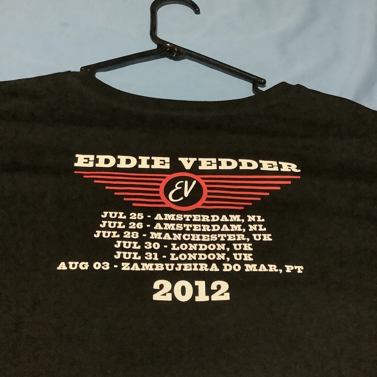 Eddie Vedder Large Black Europe 2012 Tour T Shirt NEW Pearl Jam | eBay