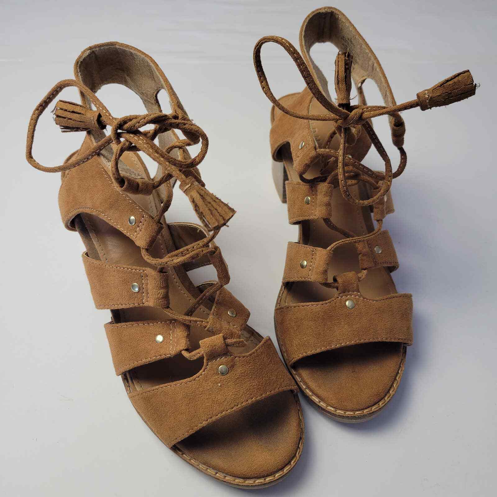 OLD NAVY Sandals Women's Size 6 Brown Lace-Up Gladiator Heel Ankle Shoes |  eBay