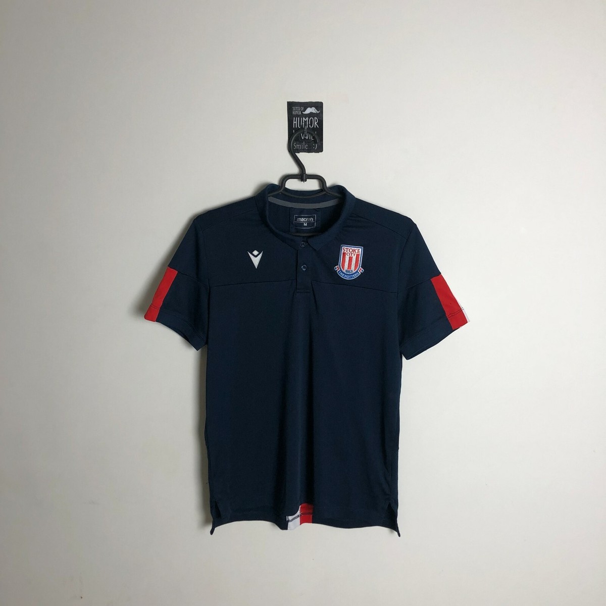 Stoke City Training Jersey Football Polo Shirt Macron Polyester Mens Size M