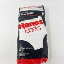 NOS 1987 Hanes 3-pack Men  s Briefs underwear Size 40 Made In USA 3 Pack