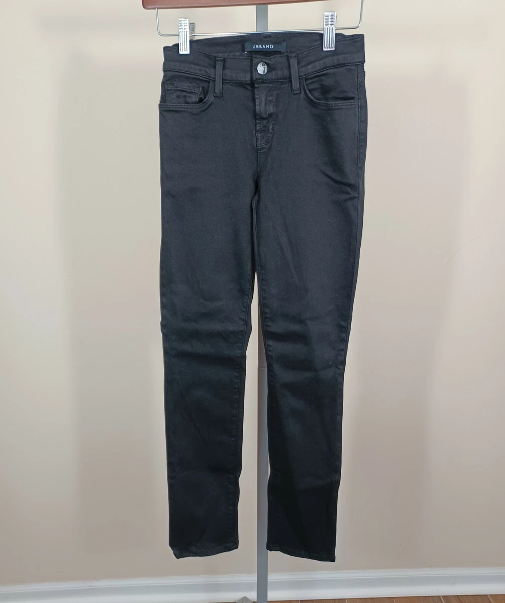 J Brand Cropped Rail Black Skinny Jeans Midrise Stretch Women US 24 EUC