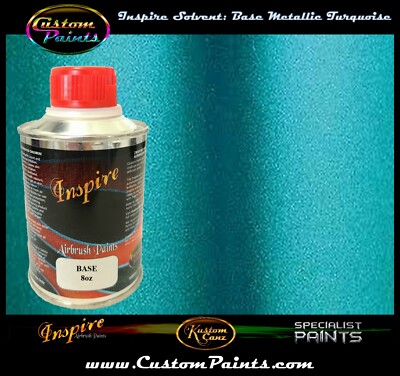 INSPIRE AIRBRUSH BASE METALLIC TURQUOISE 8oz (SOLVENT), CUSTOM PAINT, ARTIST