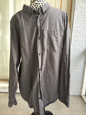 Columbia Button Down Shirt Plaid long Sleeve Button Collar Dark Gray XXL (I1676)