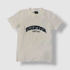 Balenciaga Women's White Fitted Backflip Logo Graphic Crewneck T-shirt Size XL