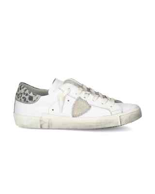 Philippe Model Paris Prsx White Leather Spotted Silver Sneakers PRLD VL12