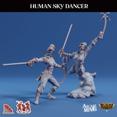 Human Sky Dancer | Arcane Minis | Tabletop RPG | 28-32mm | Wargame | DnD Model