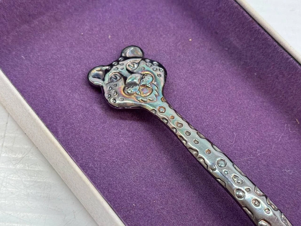 Juego de 3 cubiertos para niños Reed & Barton plateados animales” Foto 3 de 4