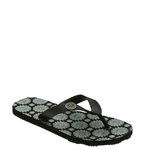 Sandali infradito nuovi con scatola bambini UGG Australia Little Flare scarpe nere taglia 13