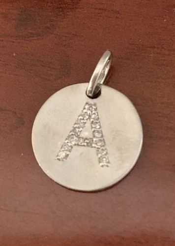 14k White Gold Diamond Initial A 