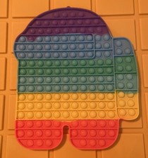 JUMBO Among Us popit fidget toy Rainbow Silicone Sensory Fidget Toy Pop Bubble