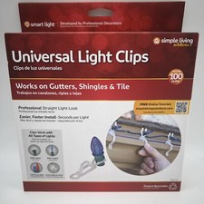 Simple Living Universal Light Clips 100ct Easy Install Gutter, Shingle FreeS H