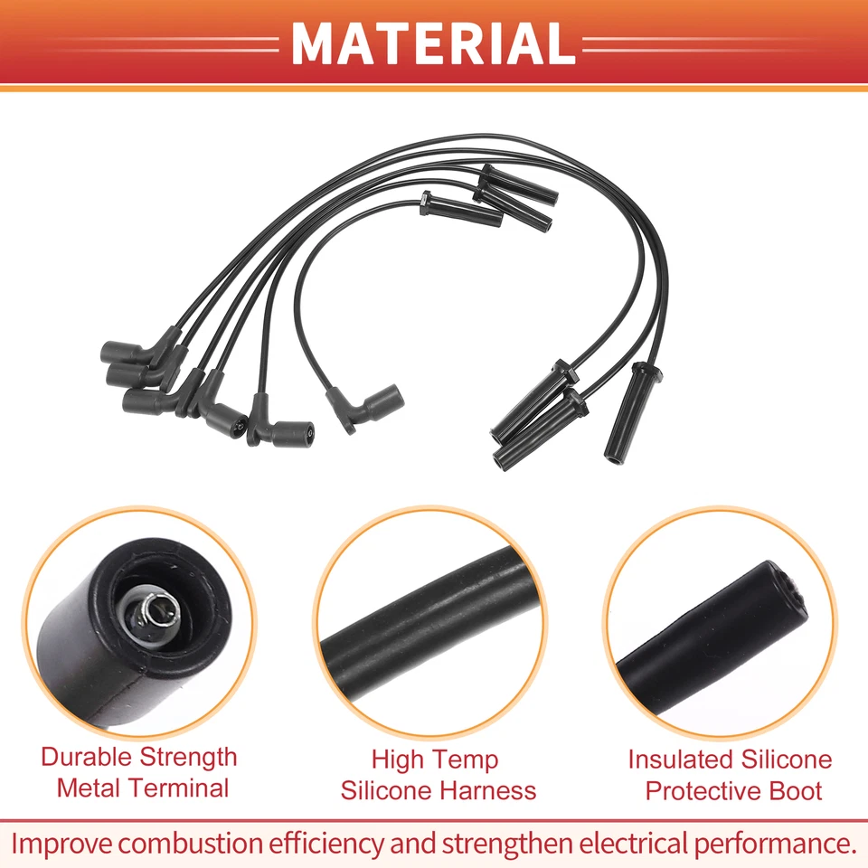 Cable de bobina de encendido de cable de bujía de 6 piezas No.89017743 para Chevrolet Impala 06-09 Foto 4 de 4