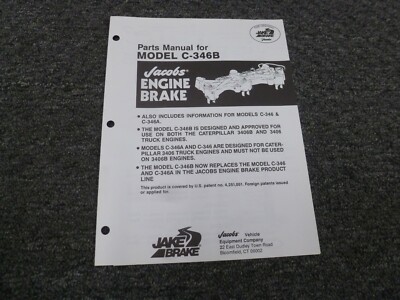 Jake Brake C-346B C-346 C-346A Jacob's Engine Brake Parts Catalog ...