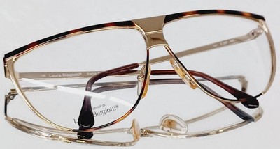 Vintage LAURA BIAGIOTTI eyeglasses V89 63E NEW metal TORTOISE - GOLD 63-08-135