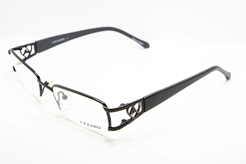 AZZARO Matte Black Eyeglasses 3633 C1 French Design Heart 51mm