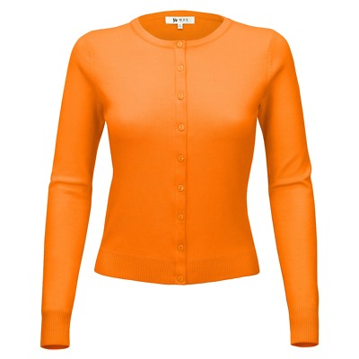 YEMAK Women's Long Sleeve Crewneck Button-Down Soft Cardigan Sweater MK0179(S-L)