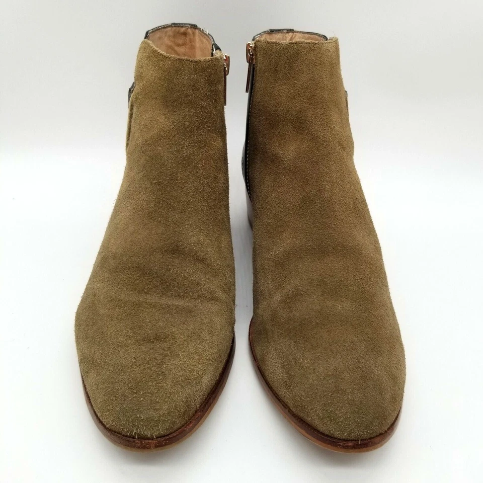 Botines al tobillo Yosi Samra para mujer espalda marrón gamuza cremallera tacón bloque talla 8 Foto 2 de 4