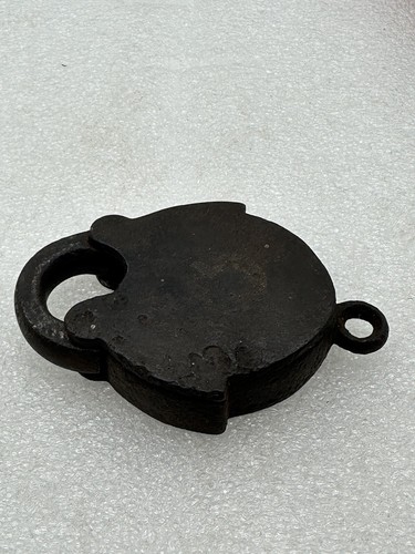 Antique Push Key Iron Padlock No Key 3.5" - Picture 8 of 16