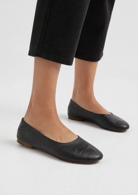 Vince Maxwell Leather Ballet Flats Size 37 Black Minimalist Flats The Row Vibe