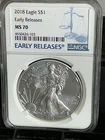 2018 AMERICAN SILVER EAGLE NGC MS70 EARLY RELEASES