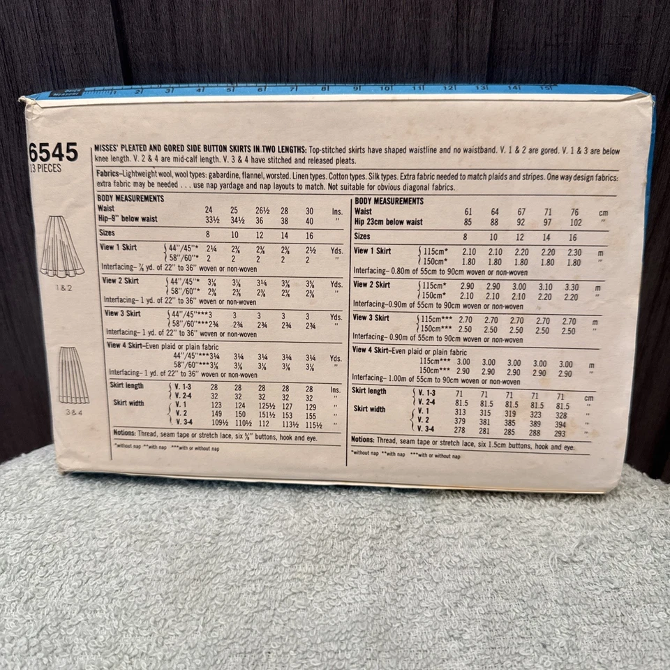 VINTAGE! 6545 Simplicity Size 14 Waist 28 Sewing Pattern Misses 1980s Clothing - Image 2 of 2