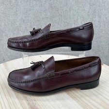 VTG Dexter Tassel Loafers Mens 11 D Burgundy Leather Handsewn Made in USA