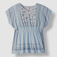 Seafolly Girl's Blue Floral Striped Pop-Palace Cover-Up Kid's Swimwear Size OS