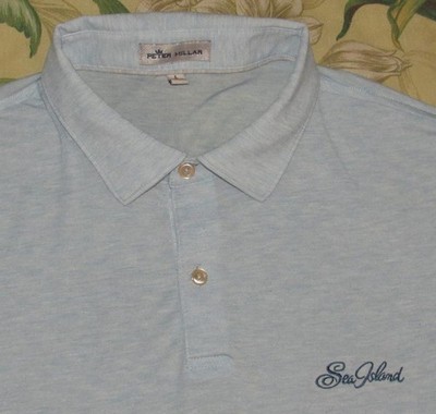 PETER MILLAR Sea Island Blue Short Sleeve Performance Polo Shirt Large