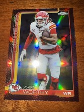 2025 Topps Chrome Xavier Worthy #145 Leather Football Refractor KC Chiefs 🔥