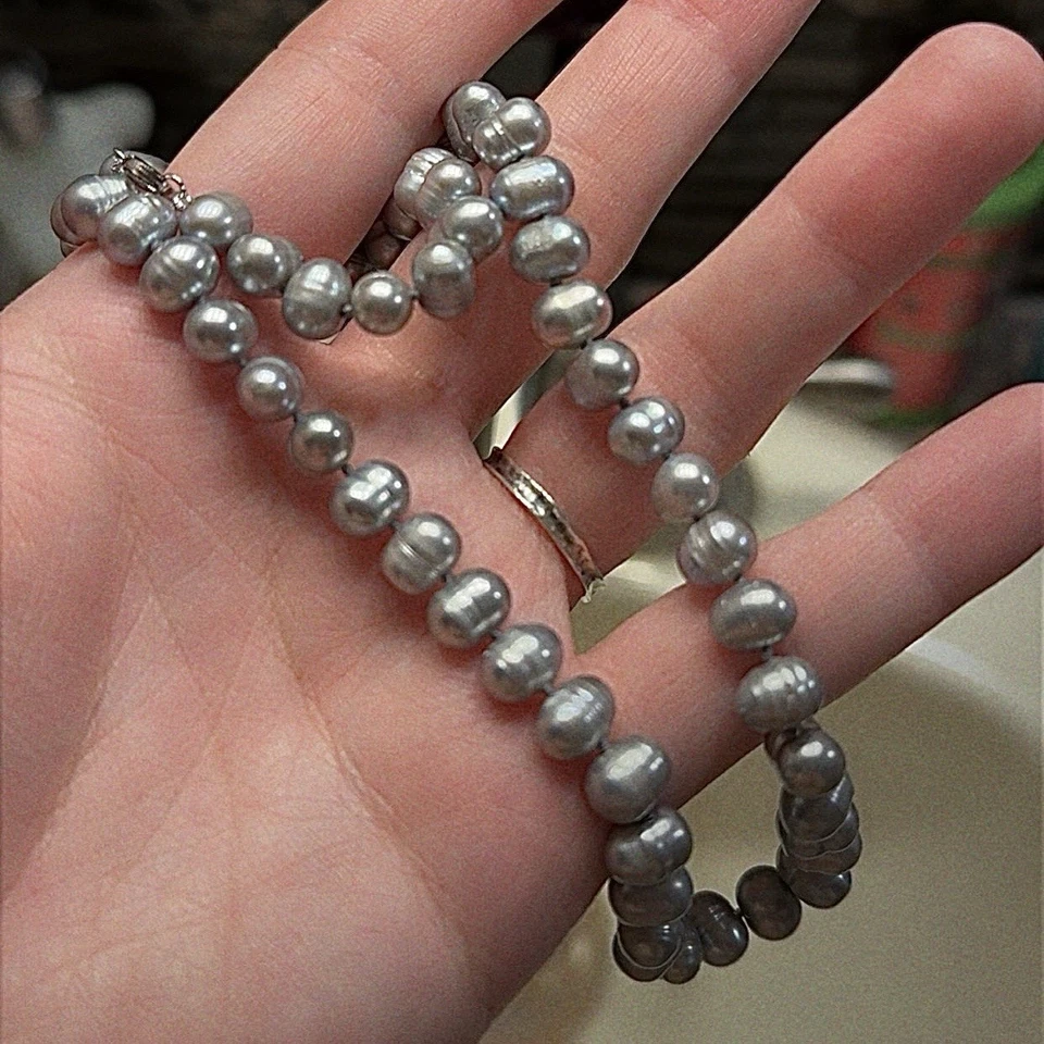 Collar de perlas barrocas cultivadas y aretes colgantes de perlas en plata de ley Foto 4 de 4