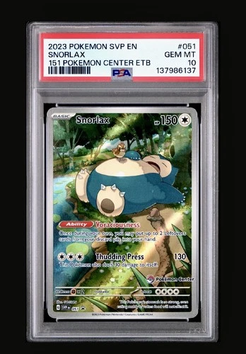 2023 POKEMON 151 POKEMON CENTER ELITE TRAINER BOX PROMO SVP #051 SNORLAX PSA 10