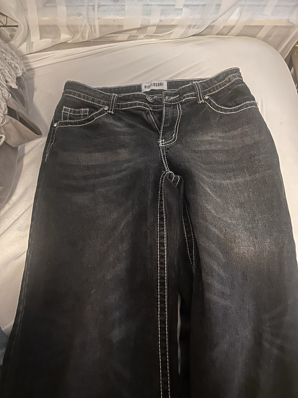 Black Baggy Jeans, (Size 11/30 ) Rhinestone Cross Pockets Brand Disclosure