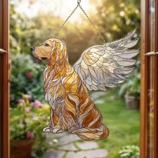 Golden Retriever Angel Acrylic Suncatcher, Dog Memorial Window Hanging Gift