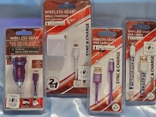 LOT OF 4 WIRELESS GEAR SYNC  CHARGE CABLE MICRO USB DEVICES VARIETY FEET - NEW