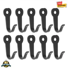 10Pcs Wall Mounted Black Hooks Key Holder Rack Hat Coat Closet Organizer