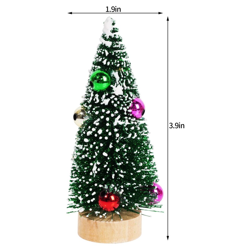 12Pcs Mini Christmas Trees Small Sisal Trees Mini Pine Trees with Wood ...