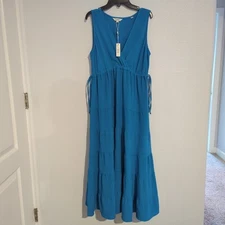 Max Studio NWY Maxi Dress Blue Teal Sleeveless Dress Size Medium