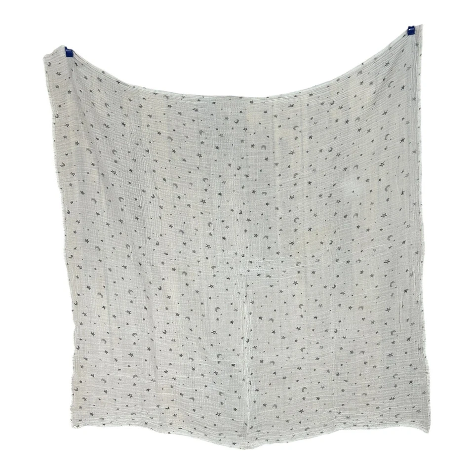 Белое серое муслиновое пеленальное одеяло TL Care American Baby Company Moon Stars 2018 - Изображение 4 из 4
