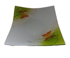 CENTRO TAVOLA QUADRATO 32 X 32 cm IN VETRO TIPO MURANO CON FARFALLA
