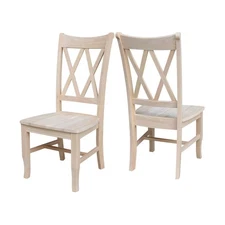 IC International Concepts, Set of 2 Double X-Back Dining Chairs, Armless, Rea...