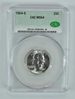 1954-S Washington Quarter MS64 CAC CACg *4675