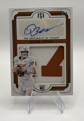 Panini 2025 National Treasures Quinn Ewers Auto Patch RC Texas #3/5 JSY NUMBER