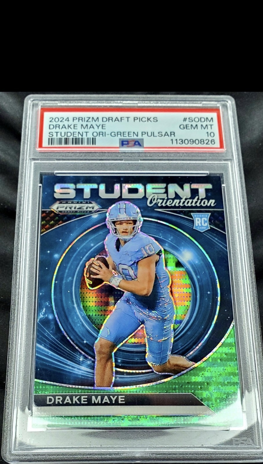 Drake Maye Panini Prizm Draft Picks Student Orientation #SODM Green Pulsar