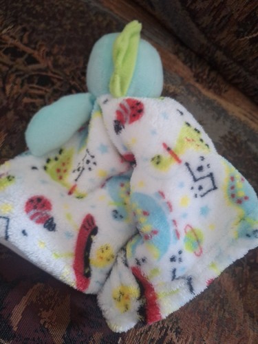 Le Bebe Blue Dinosaur Lovey Security Blanket Plush Doll Animals Alien Print - Picture 4 of 4