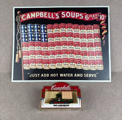 Campbell s Wall Sign Retro Ad Art & 100th Anniversary Die-Cast Truck Bundle