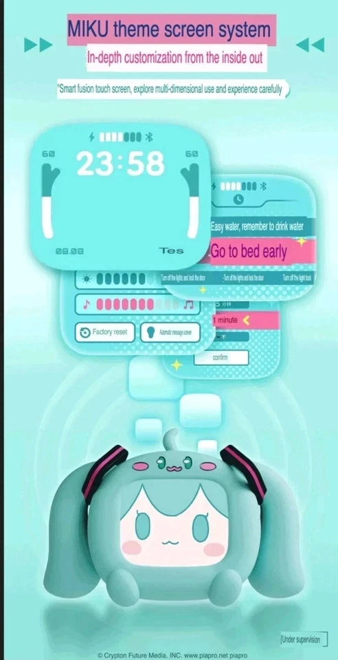 Anime Miku Lcd Bluetooth Auriculares Pantalla Táctil Auriculares Hatsune Auriculares Foto 4 de 4